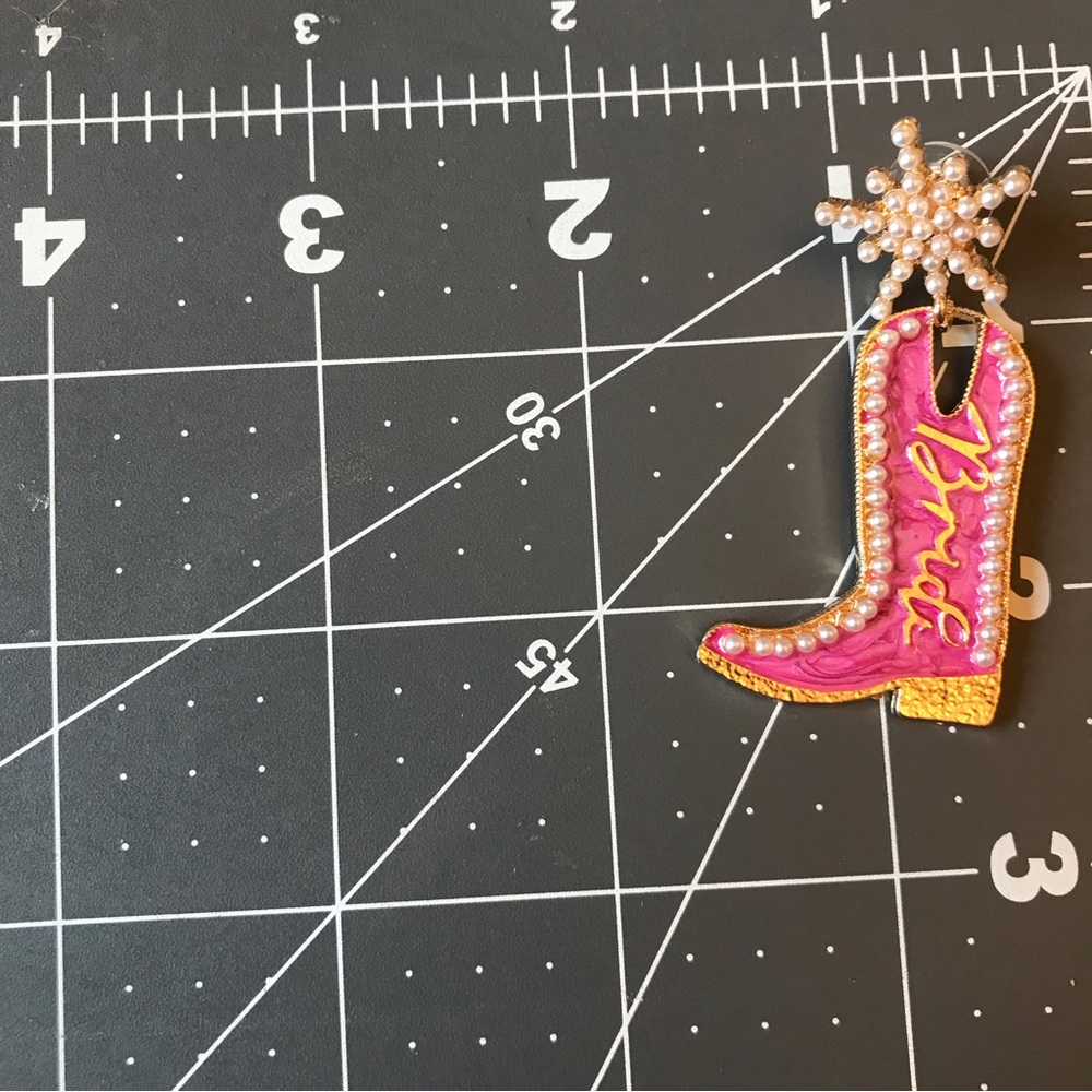 Bride Cowboy Boot Earrings - Picture 2 of 6